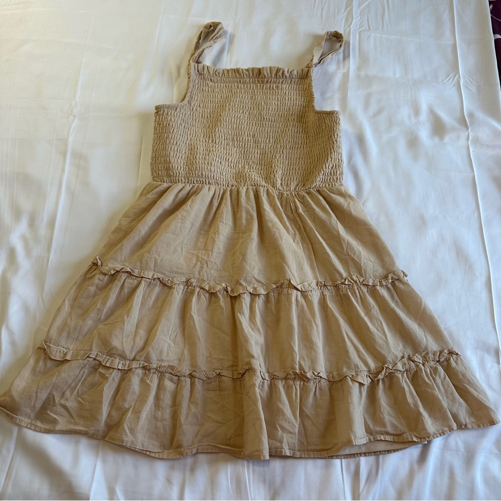 Wild Fable Tan Smocked Tiered Dress/ size m